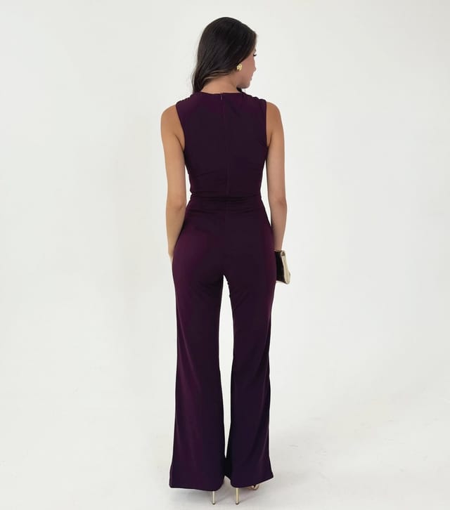 AX Paris Women's Dark Purple Asymmetric Neckline Jumpsuit AX Paris New Look - 3