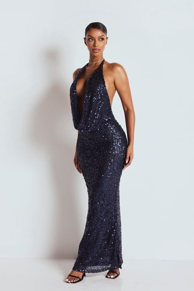 LEMONLUNAR LEMONLUNAR Women's The Briella Maxi Dress Navy - 3