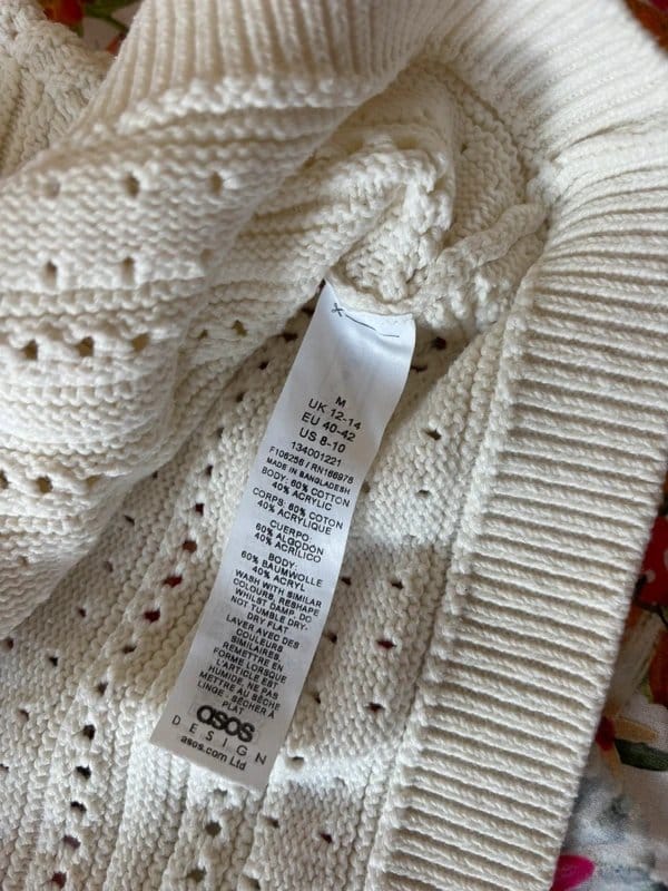 ASOS Design Cream Crochet Knit Cardigan