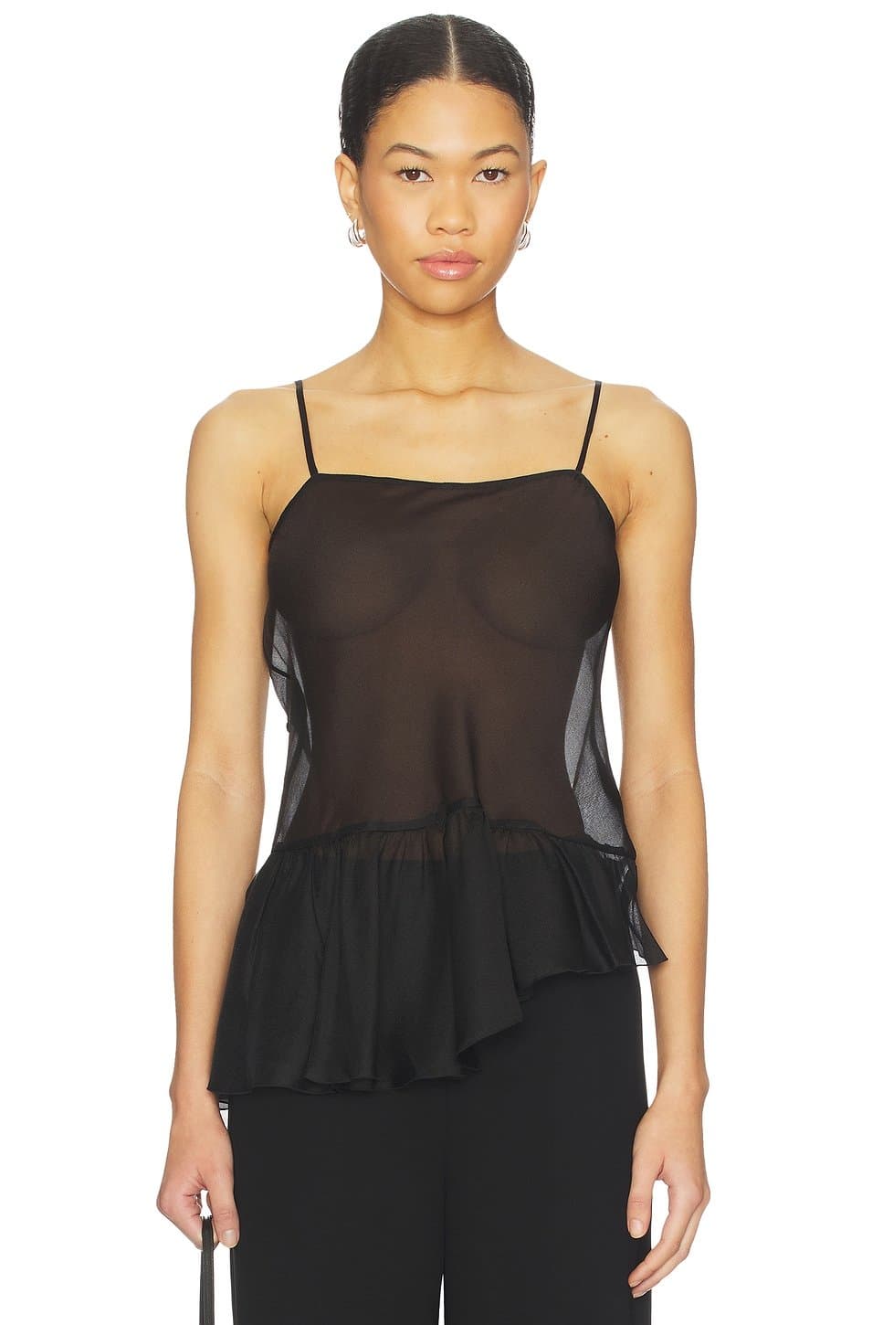 revolve revolve Elegant Ruffled Cami Top in Black