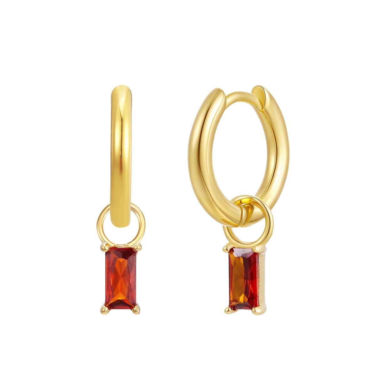 Gold Trip Gold Trip Women's January Huggie Hoop Birthstone Charm Earrings in Gold - 1