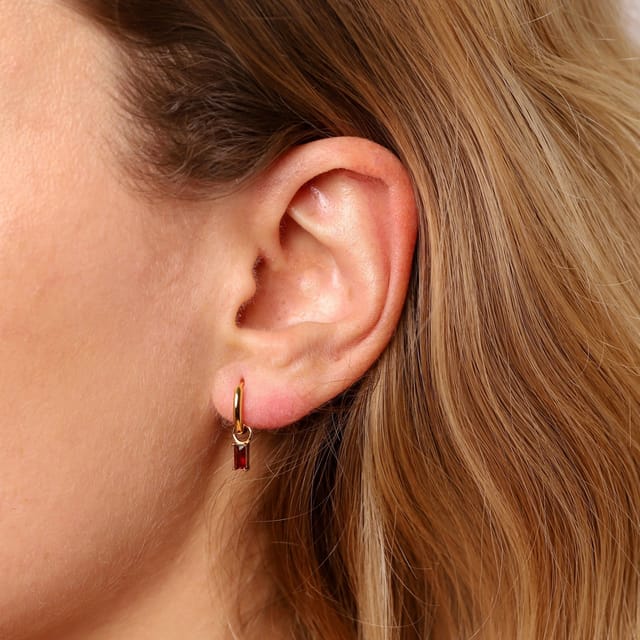 Gold Trip Gold Trip Women's January Huggie Hoop Birthstone Charm Earrings in Gold - 2