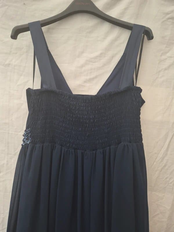 New Look Beautiful navy ruched back sequin embellished dress.