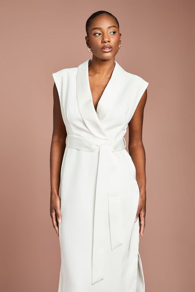 Coast Coast Women's Tux Satin Dress in Ivory - 2