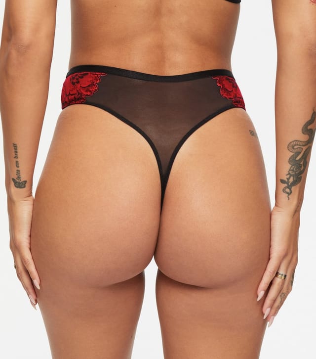 Ann Summers Women's Black Nightfall Floral Lace Thong Ann Summers New Look - 3