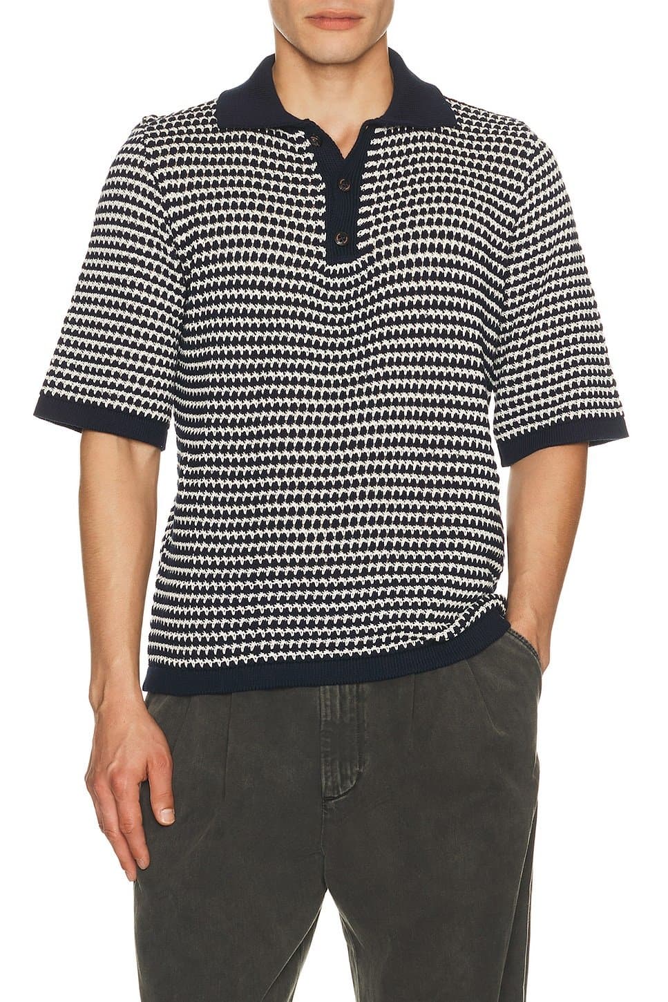 revolve Island Crochet Button Polo
