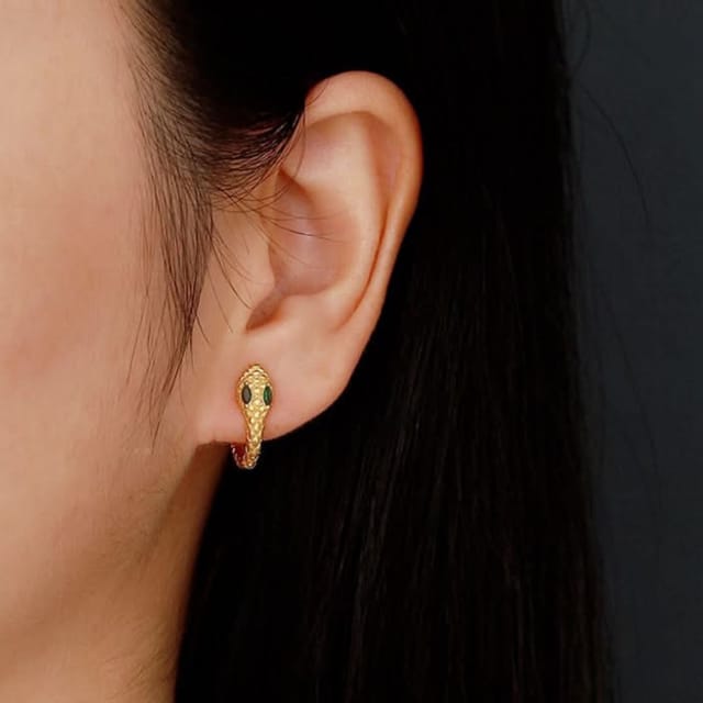 Angel Barocco Angel Barocco Women's Small & Dainty Snake Hoops Earrings -gold - 2