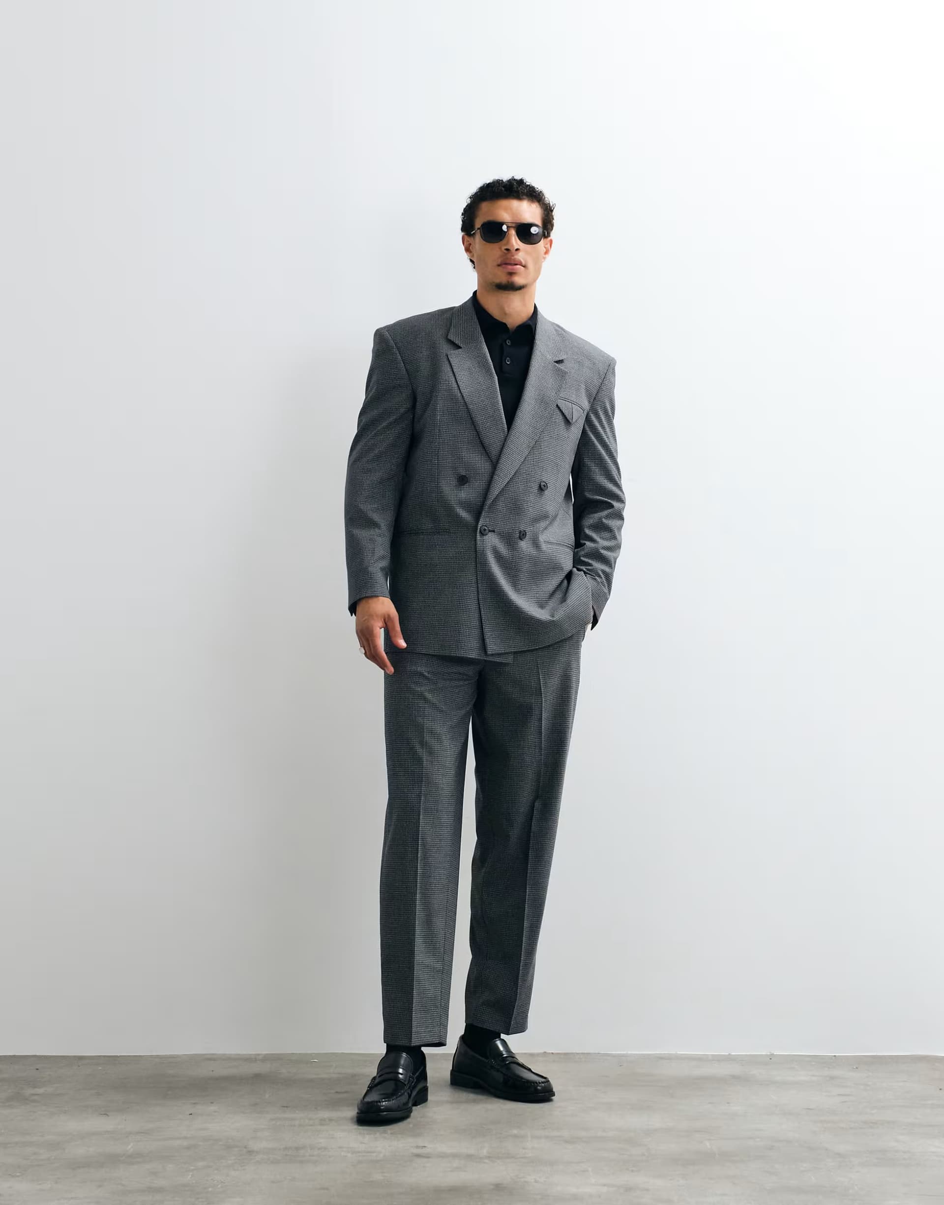 ASOS ASOS DESIGN slim suit trousers in charcoal microcheck