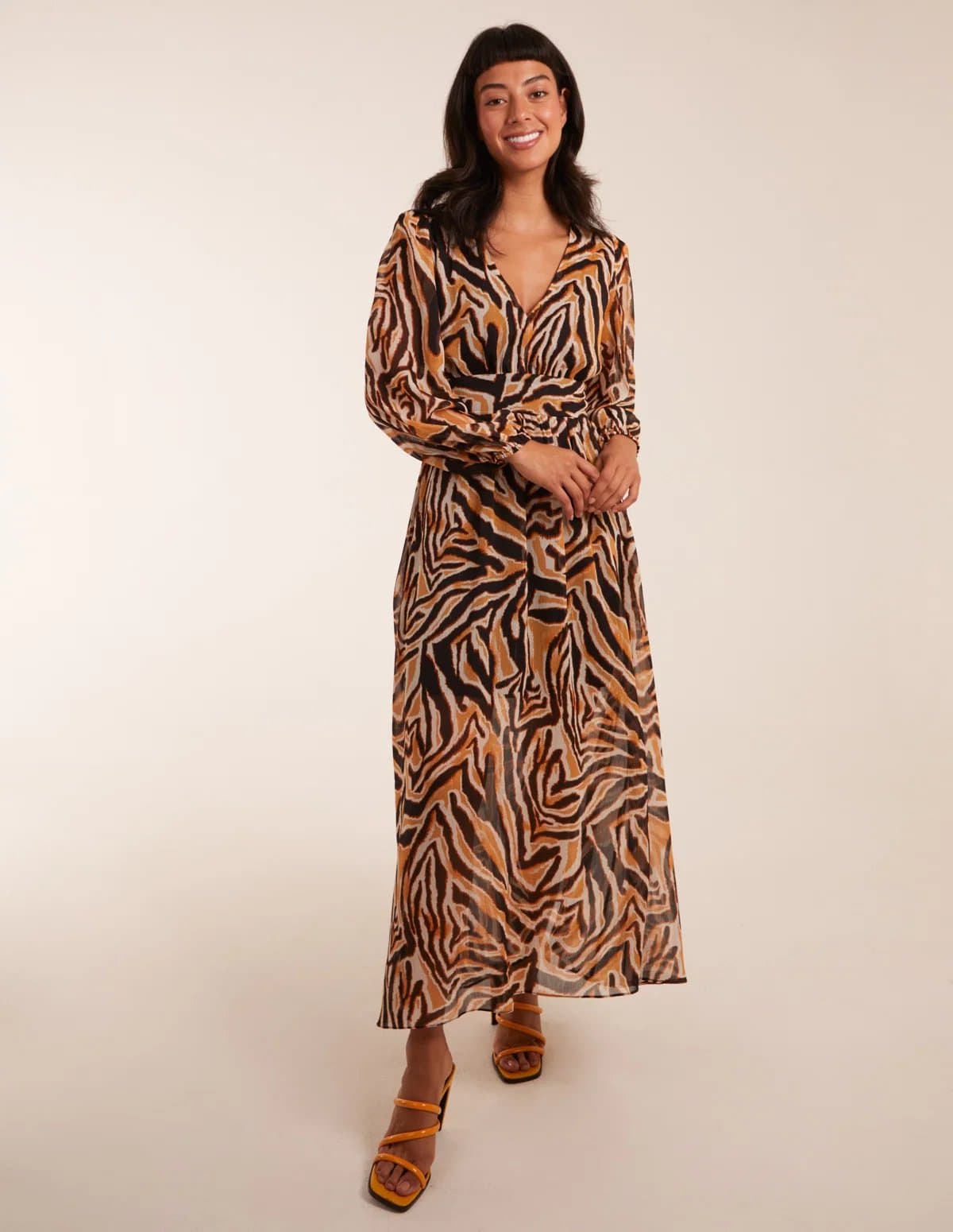 Blue Vanilla V Neck Animal Print Maxi Dress