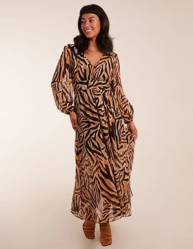 Blue Vanilla V Neck Animal Print Maxi Dress - 3