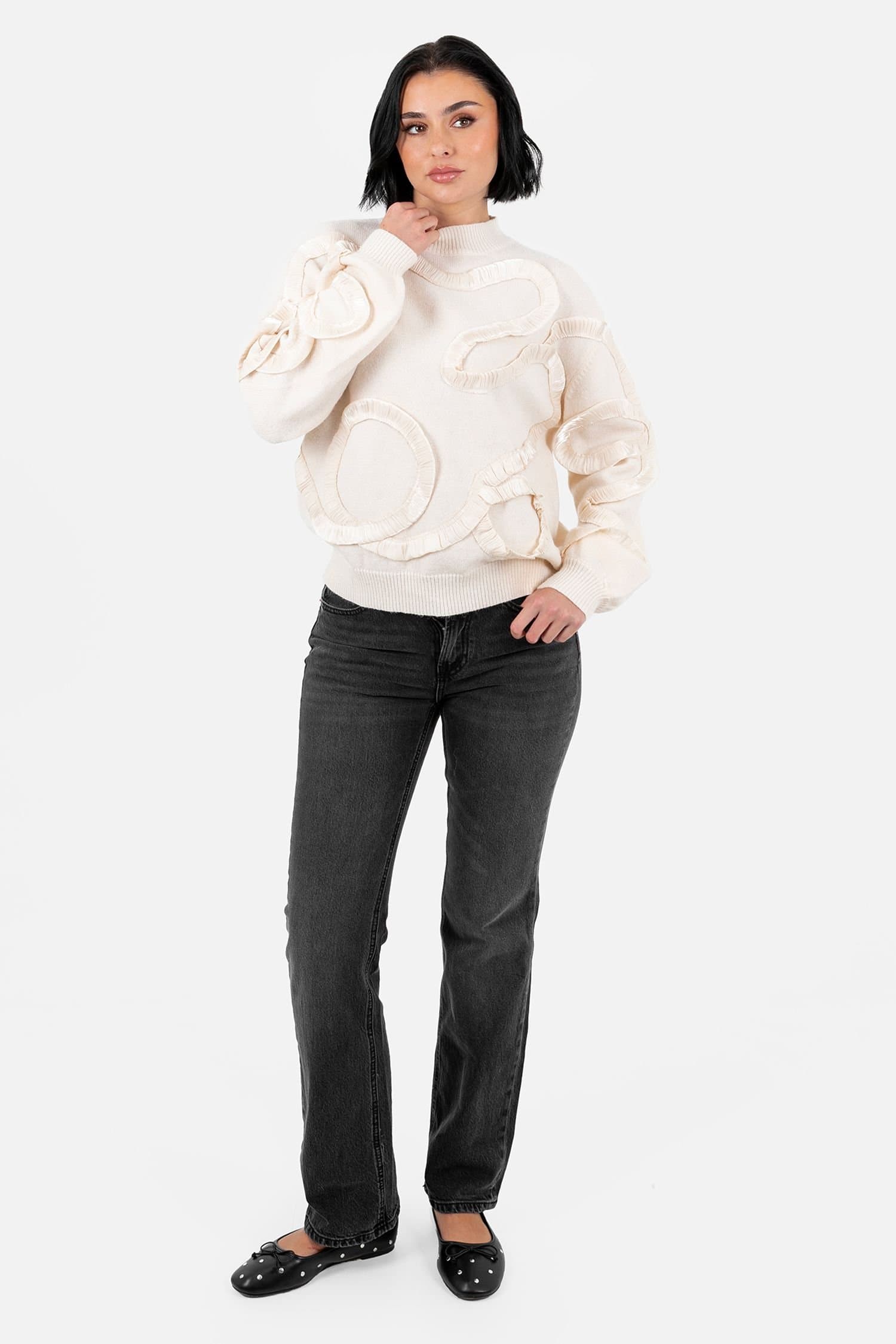 Lovedrobe Lovedrobe Women's High Neck Long Sleeve Jumper in Nude