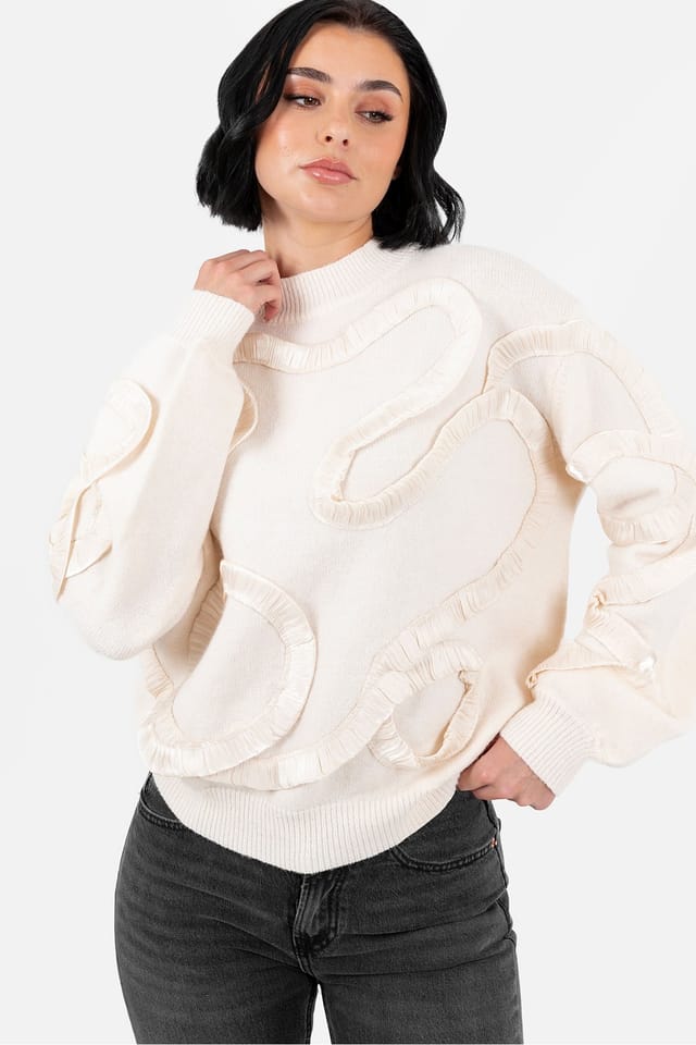 Lovedrobe Lovedrobe Women's High Neck Long Sleeve Jumper in Nude - 3