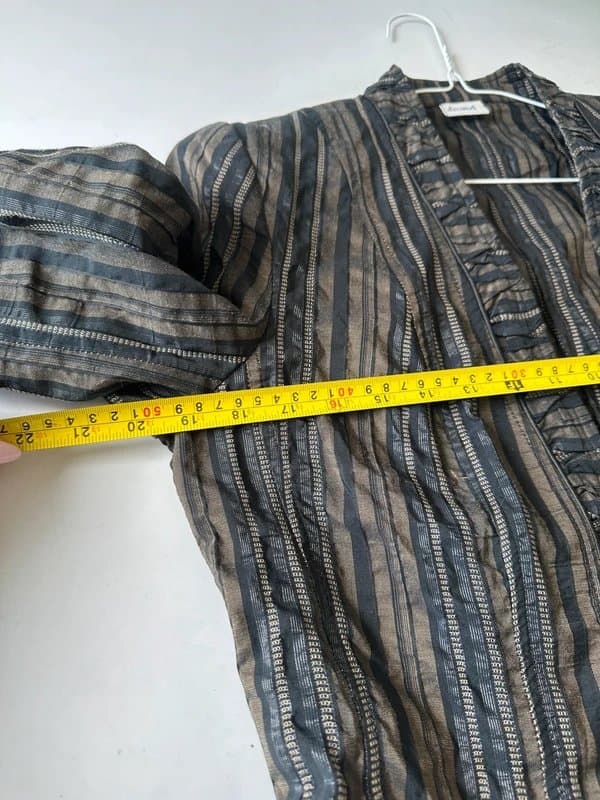 Delmod Delmod 14 ladies jacket striped grey black brown  brown summer ruffle trim