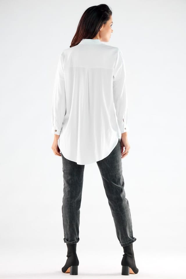 Love Lace Love Lace Women's Buttoned Long Sleeve Stand Up Shirt in White - 3
