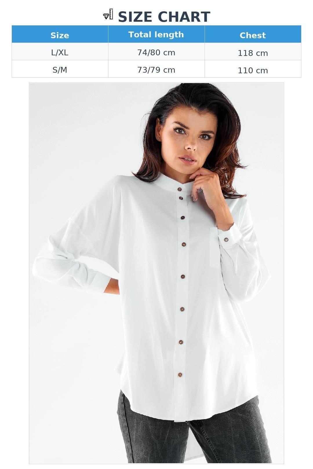 Love Lace Love Lace Women's Buttoned Long Sleeve Stand Up Shirt in White - 4