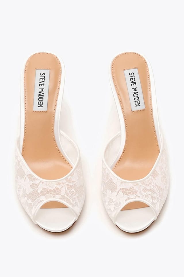 Steve Madden STEVE MADDEN Women's 'Rollout White Lace' Fabric Heels - 3