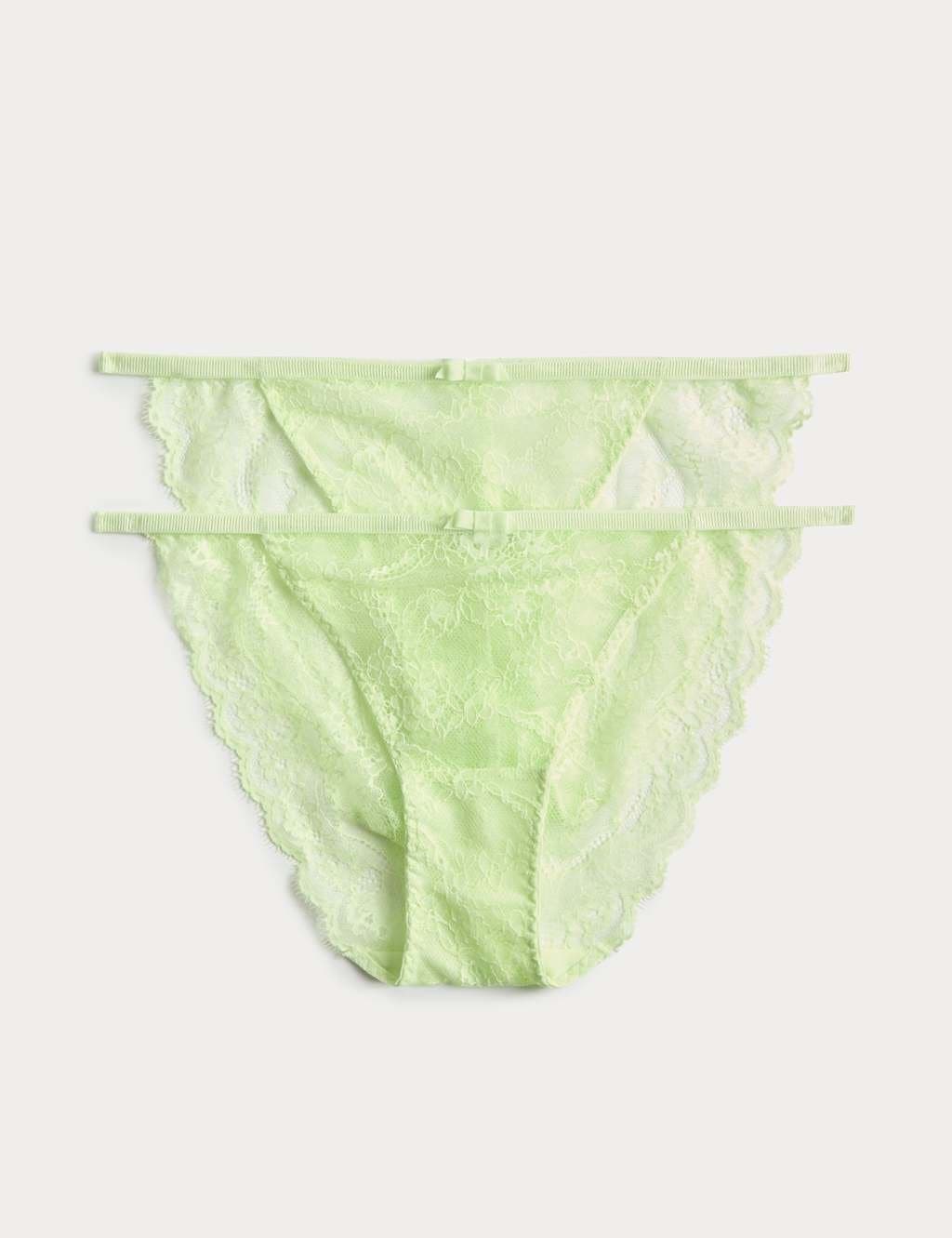 Marks & Spencer M&S 2 Pack Ida Lace Tanga Bikini Kickers Light Apple
