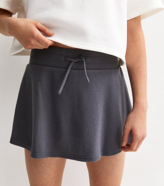 New Look Girls' Navy Waffle Texture Drawstring Waist Skort New Look - 3
