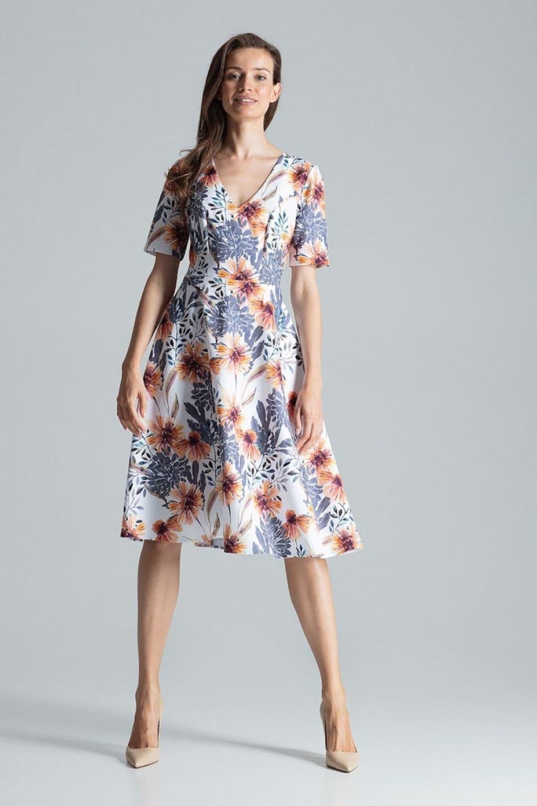 Love Lace Love Lace Multicolor Floral Sweetheart Neck Midi Dress