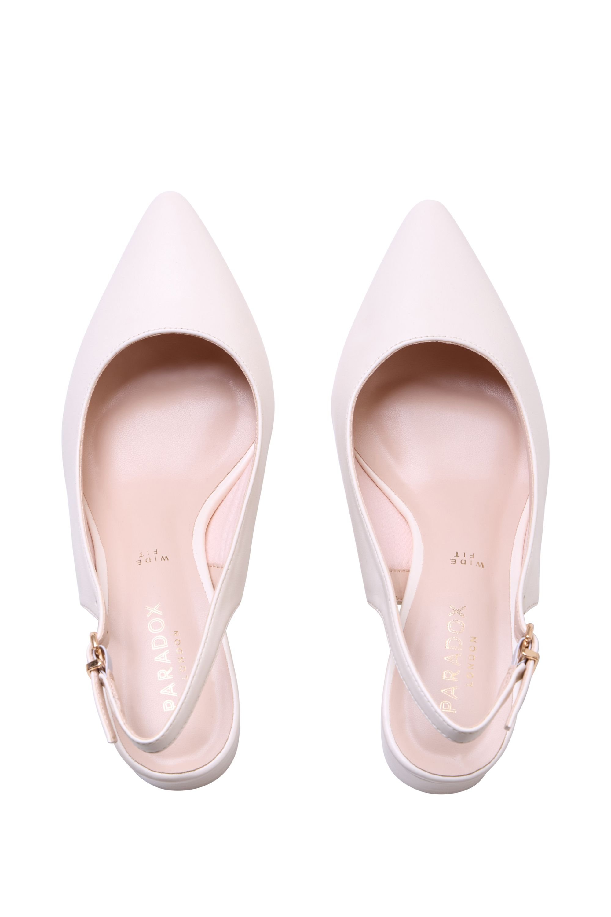 Paradox London Paradox London Women's Wide Fit 'Flynn' Mid Block Heel Sling Back Court Shoes in Cream - 3