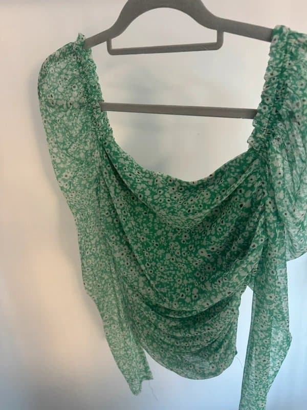 New Look Floral ruched mesh top