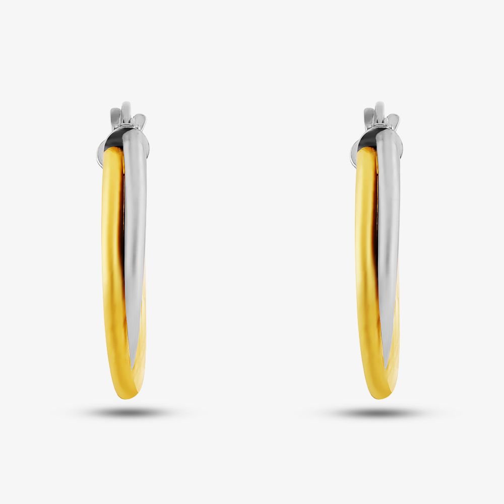 T.H.Baker T.H.Baker Women's 9ct Two Tone Twist Crossover Creole Earrings UER116YW in Gold - 2