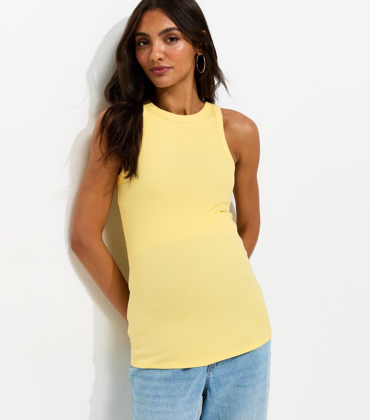 New Look Women's Maternity Light Yellow Racer Vest Top New Look