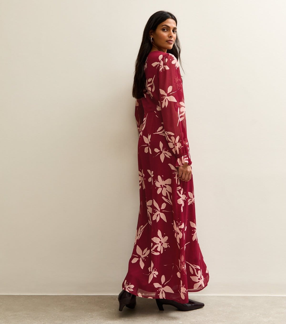 New Look Women's Red Floral Long Sleeve Maxi Dress New Look - 4