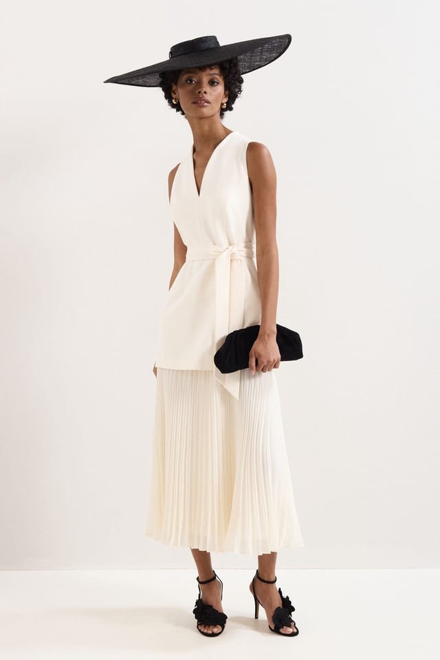 Phase Eight Phase Eight Women's Pia Pleated Midi Dress in Warm White - 3