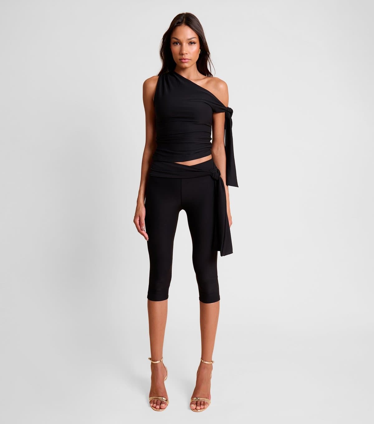 Public Desire Women's Black Knot Detail Asymmetric Slinky Top Public Desire New Look