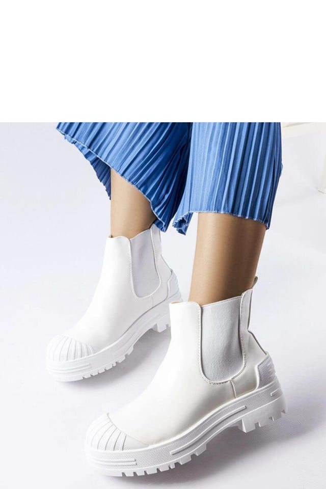 Love Lace Love Lace Women's Slip On Bagger Boots with Rubber Inserts for Autumn Winter Comfort in White - 2