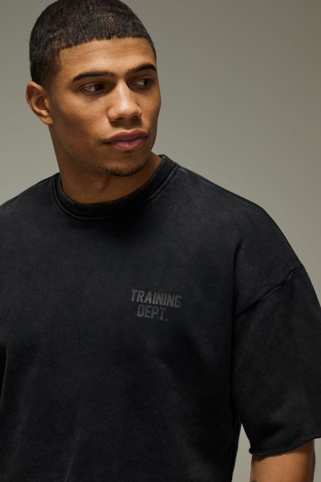 Training Dept. Training Dept. Men's Training Dept Washed Cropped Sweat in Black - 3