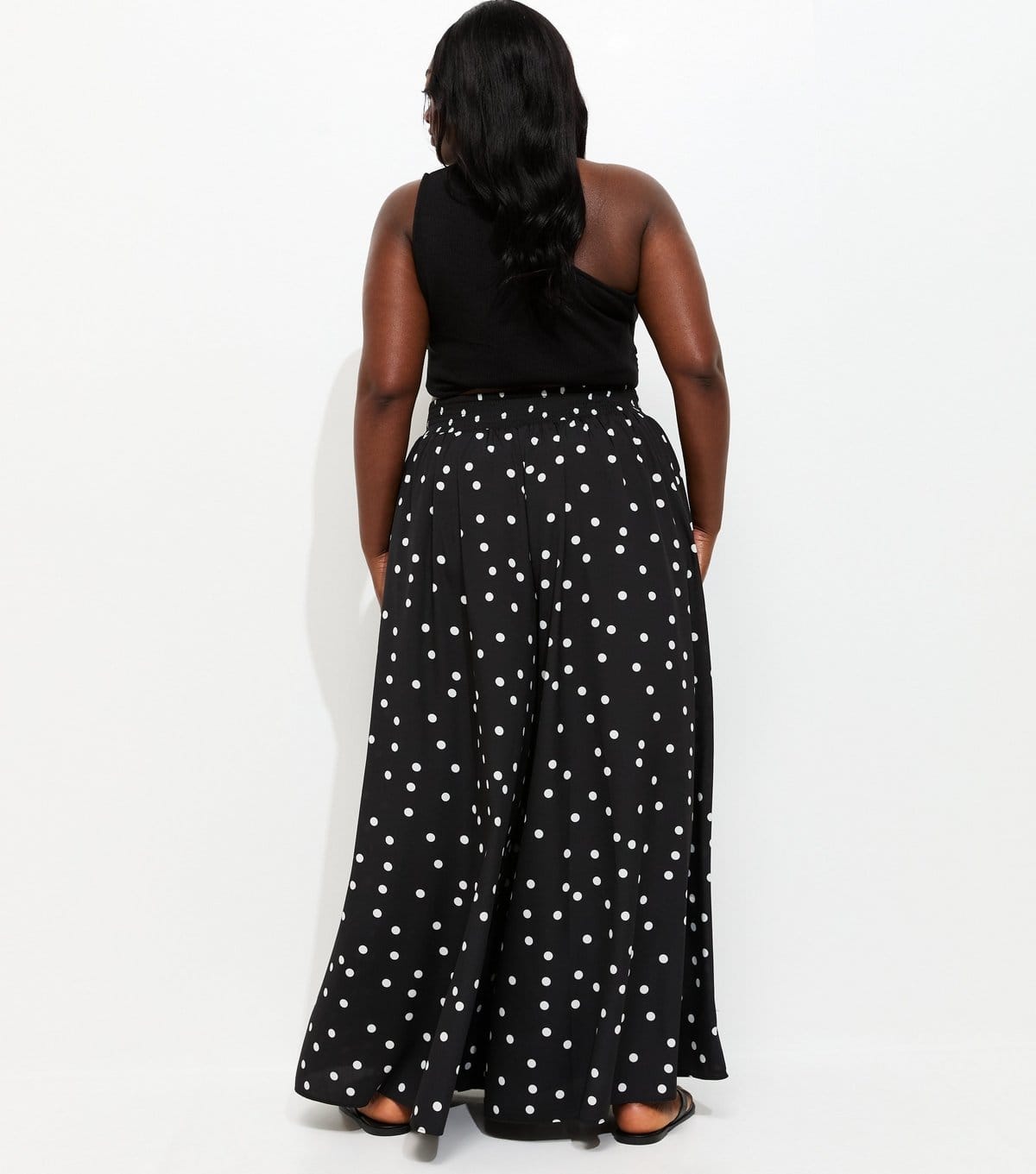 New Look Women's Plus Size Black Spot Print Crepe Palazzo Trousers Curves New Look - 4