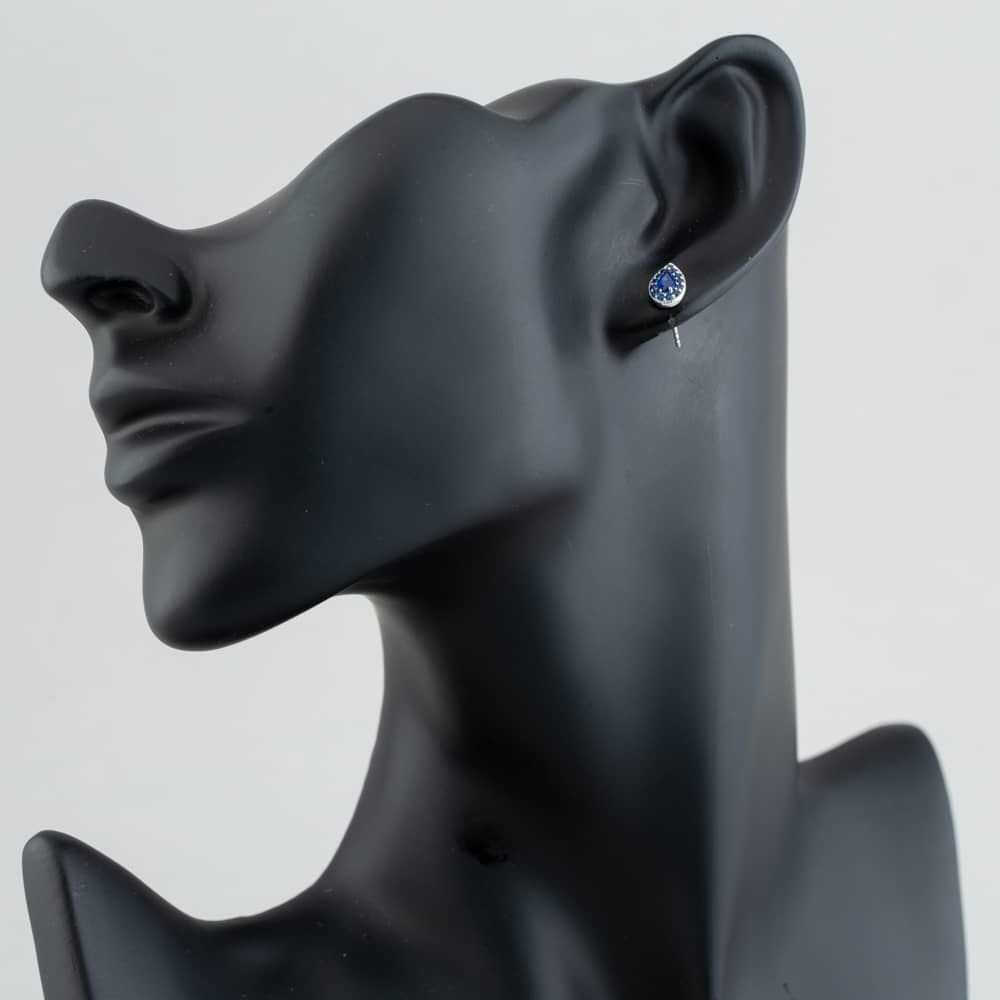 T.H.Baker T.H.Baker Women's 9ct White Gold Sapphire Teardrop Stud Earrings GE2378L in Blue - 2