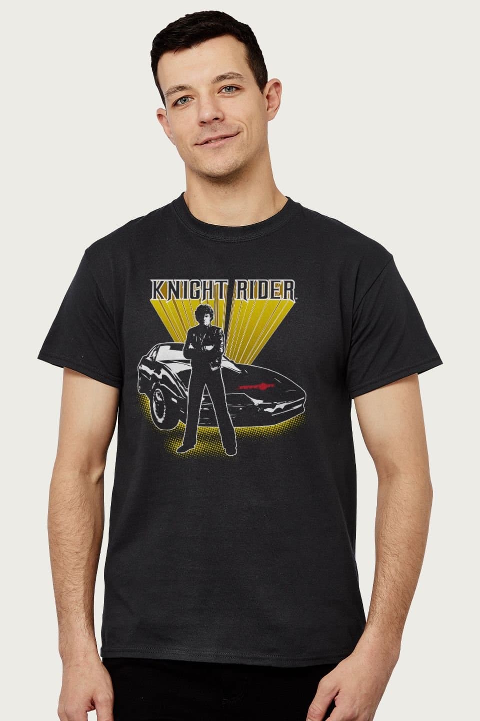 Knight Rider Knight Rider Men's Michael Knight Yellow Glow T-Shirt in Black