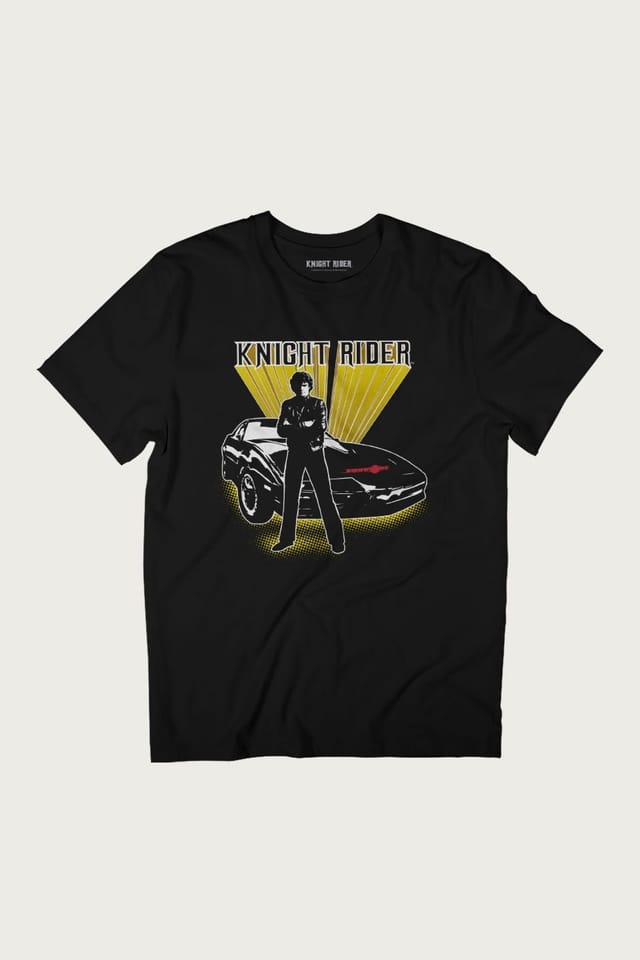 Knight Rider Knight Rider Men's Michael Knight Yellow Glow T-Shirt in Black - 2