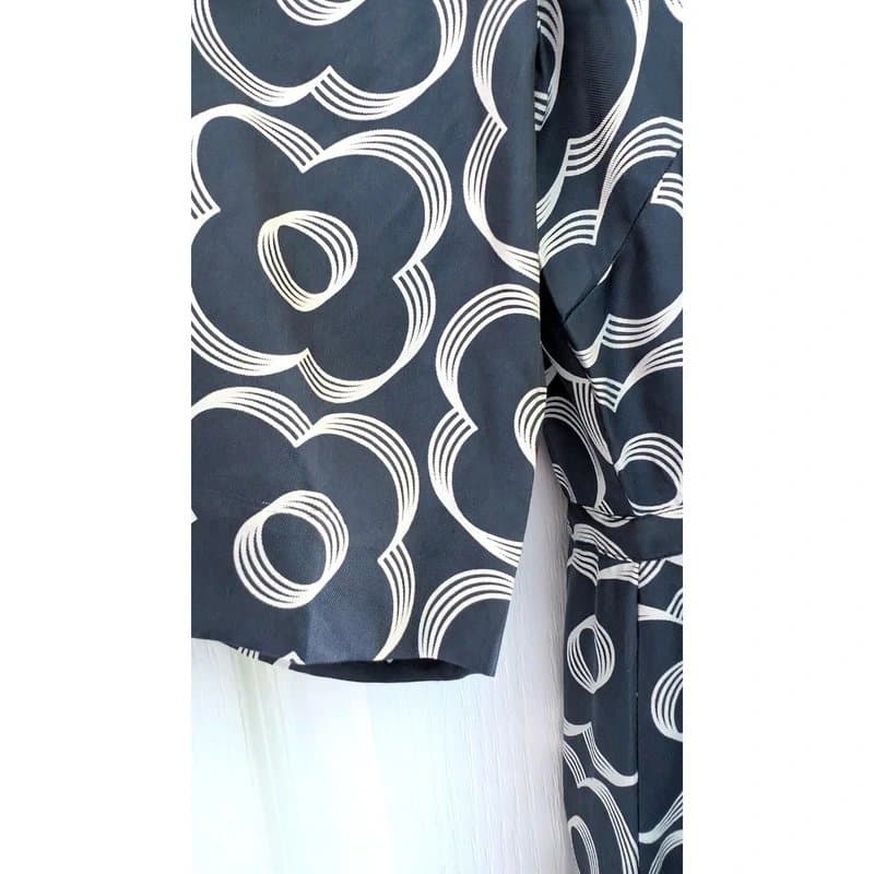 Olive and orange Olive and Orange Orla Kiely Navy Floral Geometric Print Silk Short Dress Size 12