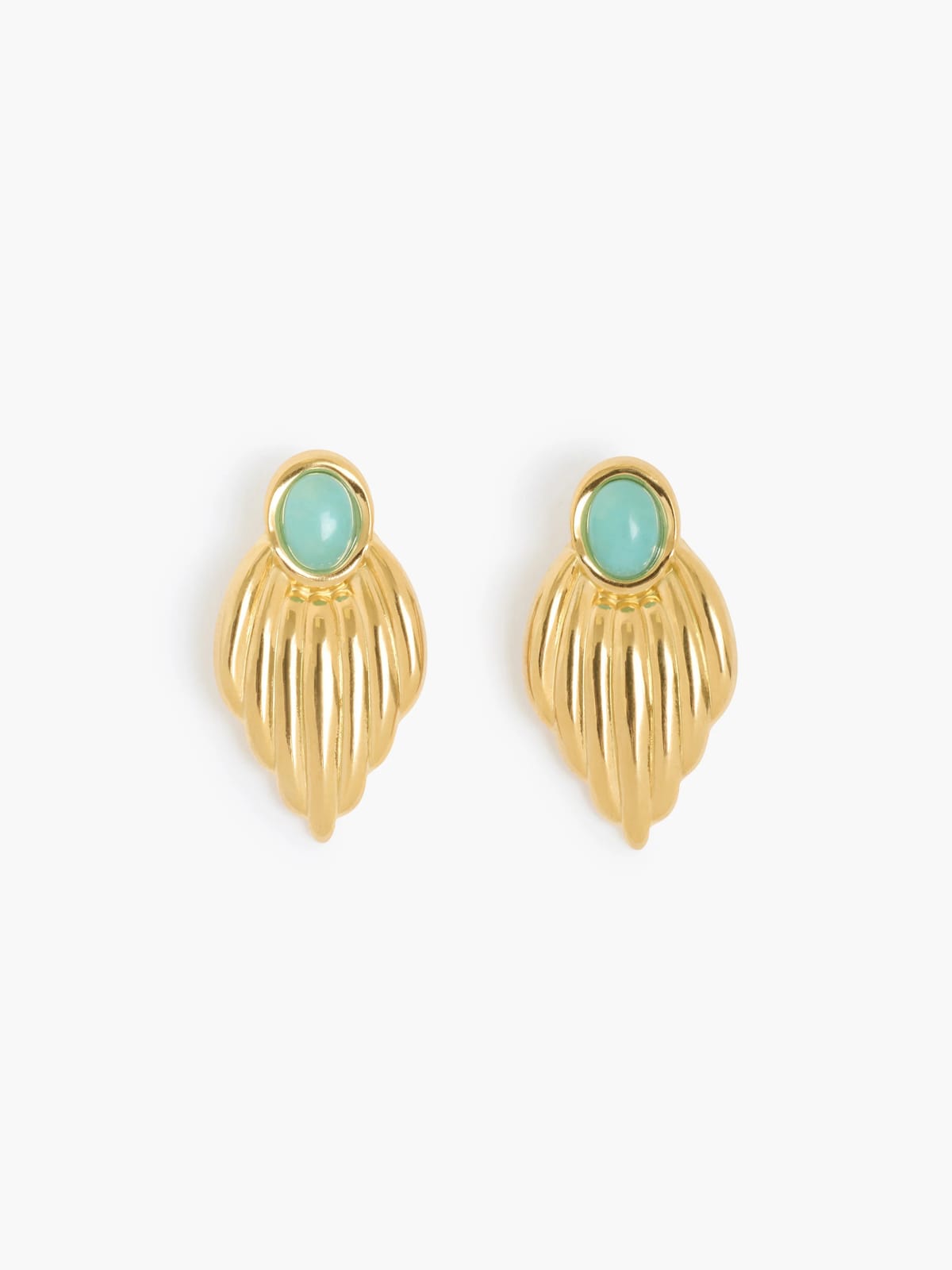 French Connection Vintage Style Feather Stud Earrings Gold Multi - 1