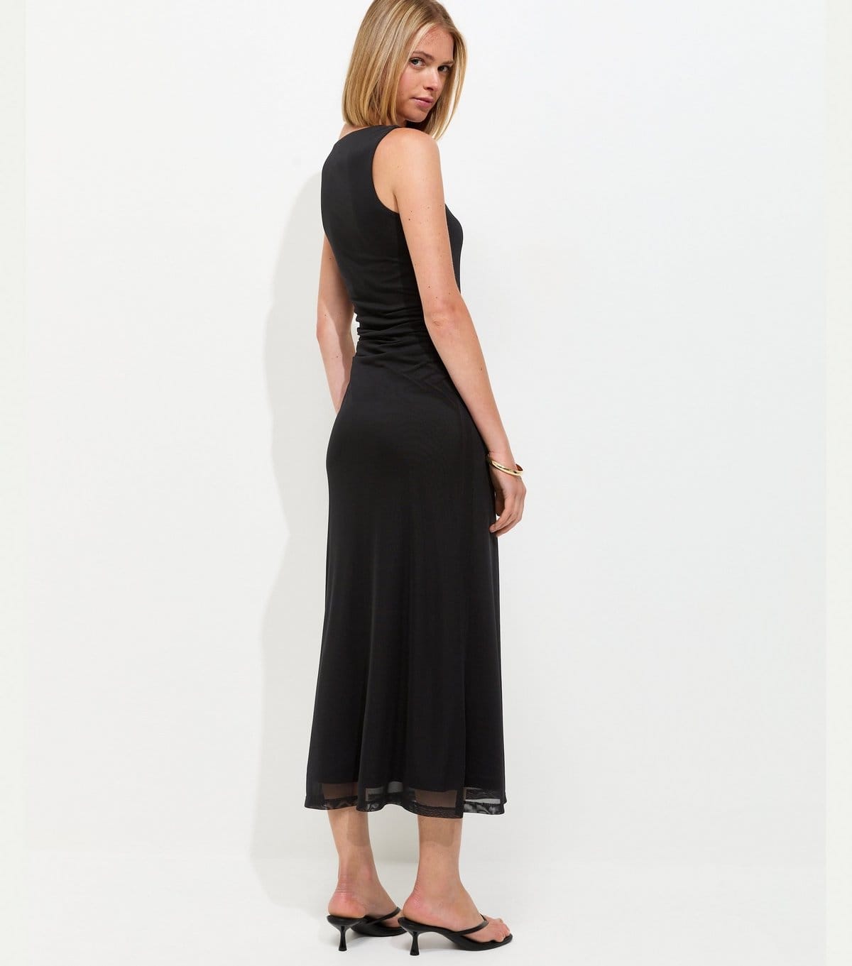 New Look Women's Black Square Neck Mesh Midi Dress New Look - 4