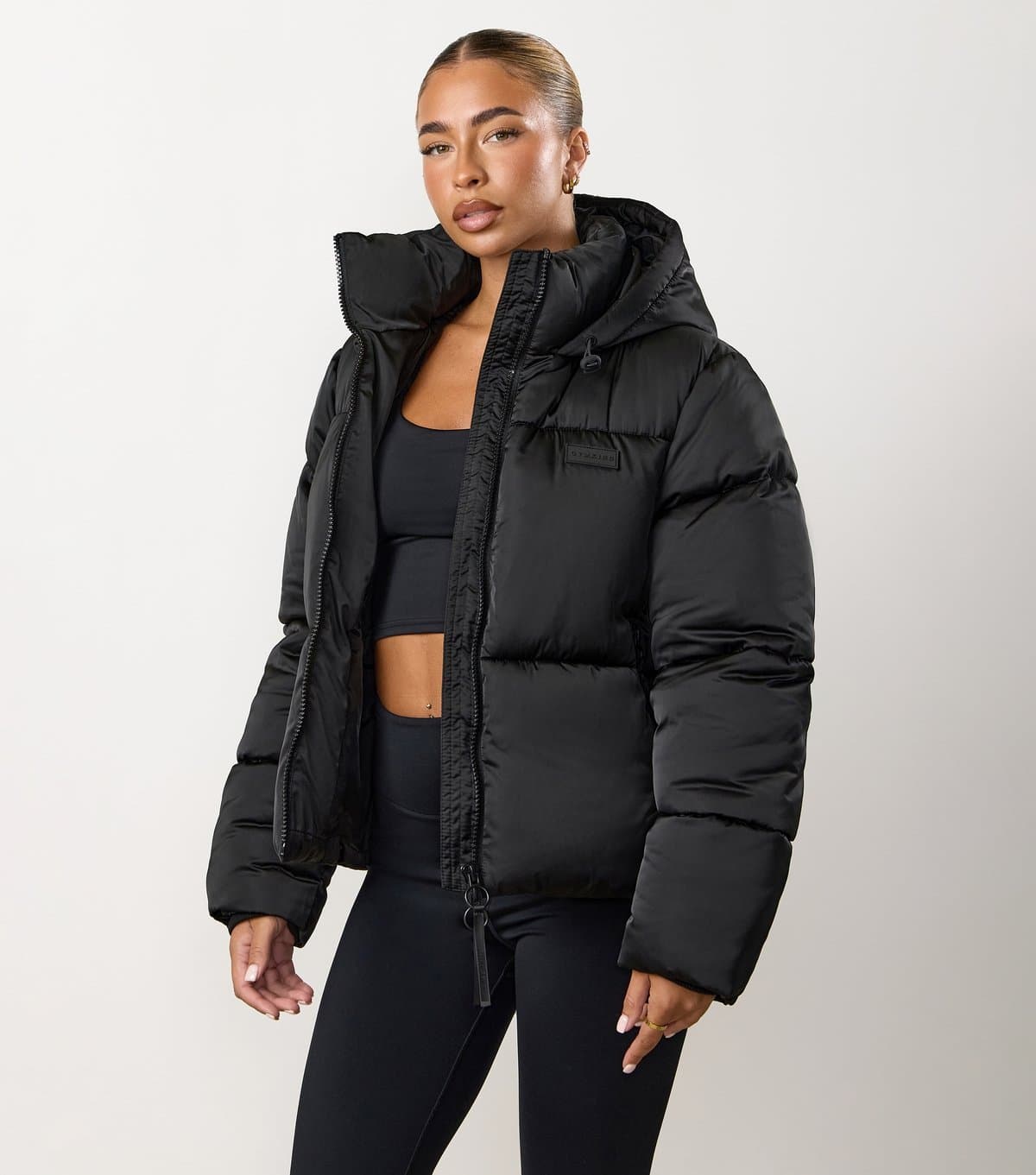 Gym King Gym King Black Cropped Padded Jacket