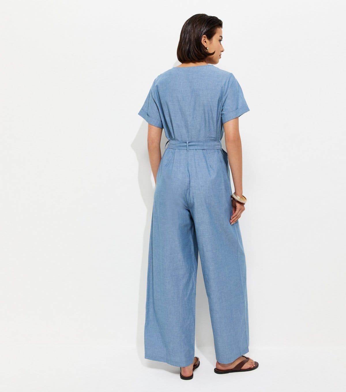 New Look Women's Light Blue Chambray Cotton Utility Jumpsuit New Look - 4