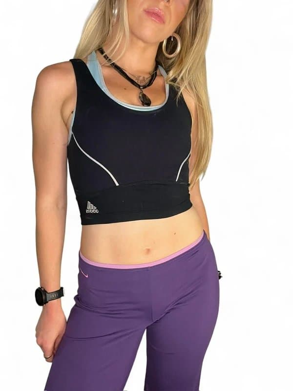 adidas 1990s vintage adidas black activewear sports bra top
