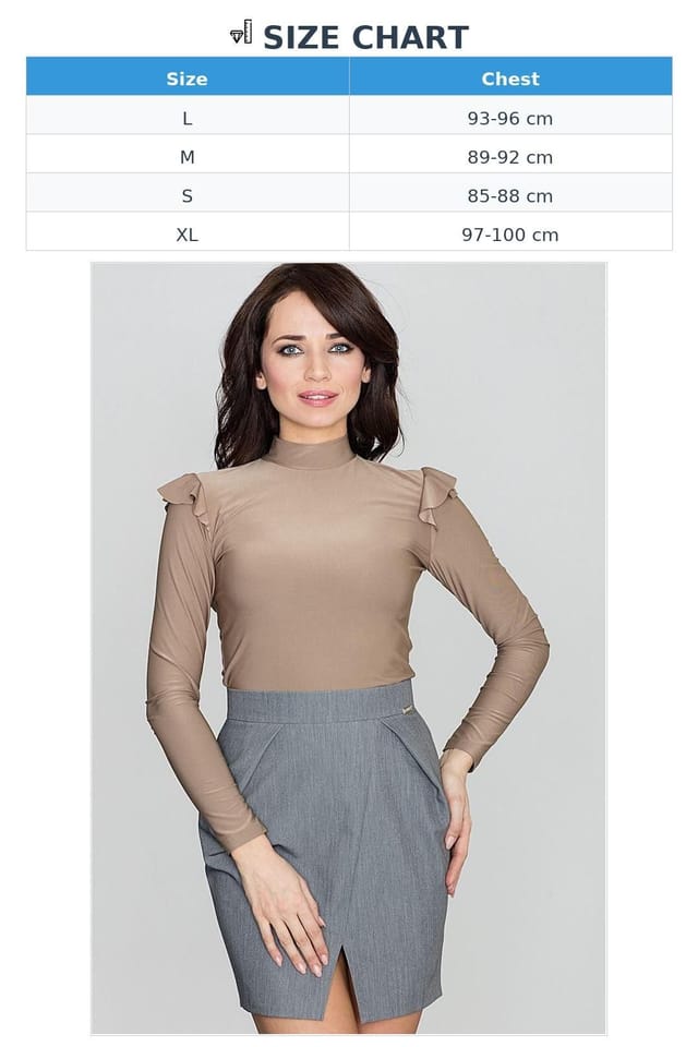 Love Lace Love Lace Women's Elegant Long Sleeve Blouse with Frill Trim in Beige - 3
