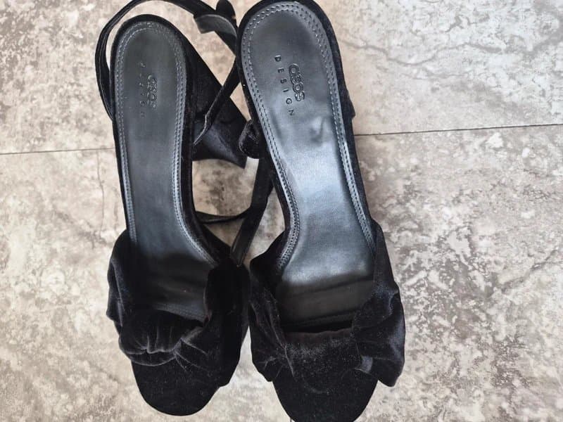 ASOS Black Velvet Platform Heels