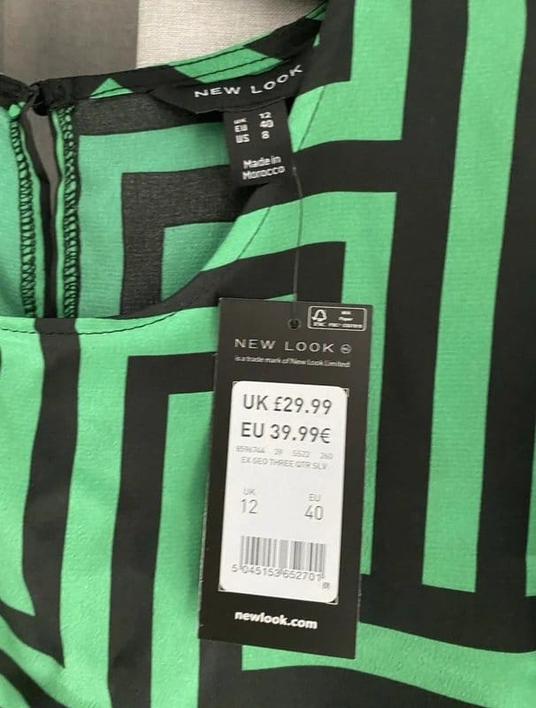New Look Green/Black Silky Tie Waist Shift Dress