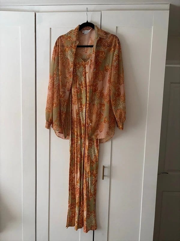 Never Fully Dressed Never fully dressed print satin maxi and chiffon shirt matching set - 1