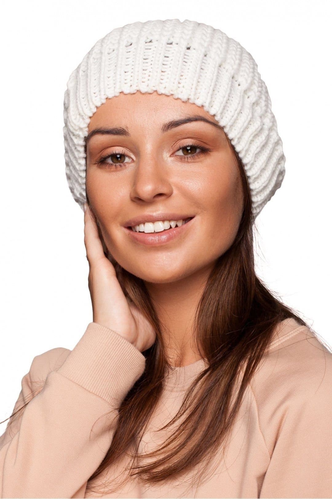 Love Lace Love Lace Women's Knit Beret Hat Soft Stretch Beanie Cap for Everyday Casual Wear in White