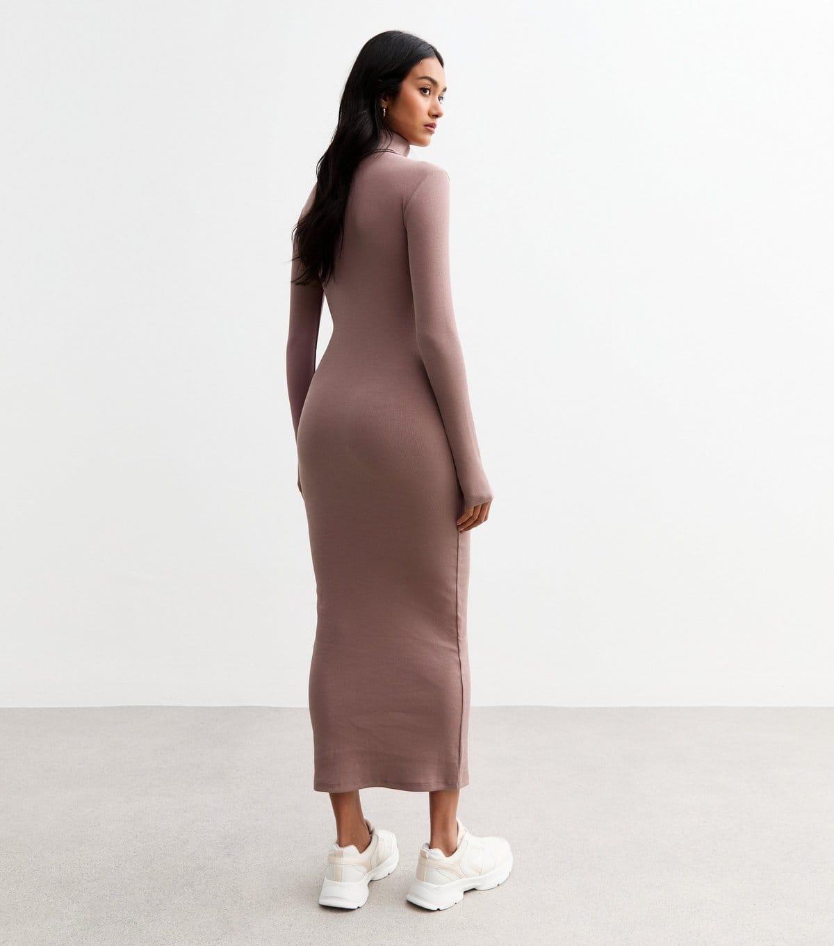 New Look Women's Mink Ribbed Roll Neck Midi Dress New Look - 4