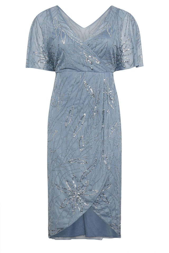 Yours Yours Women's Embellished Wrap Midi Dress in Blue - 2