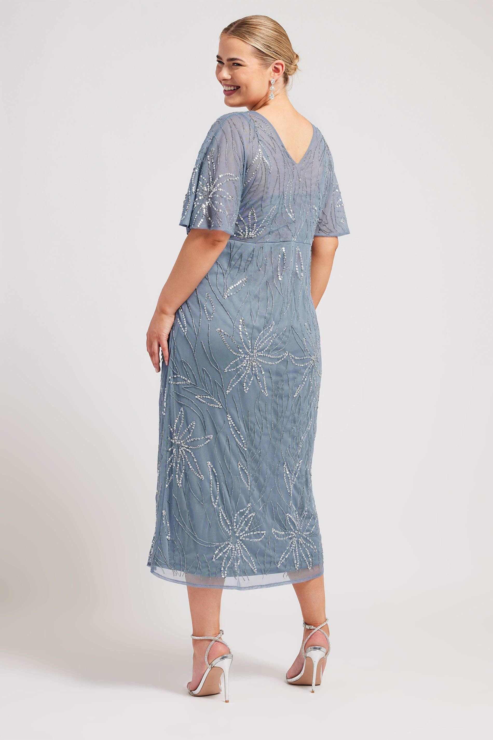 Yours Yours Women's Embellished Wrap Midi Dress in Blue - 4